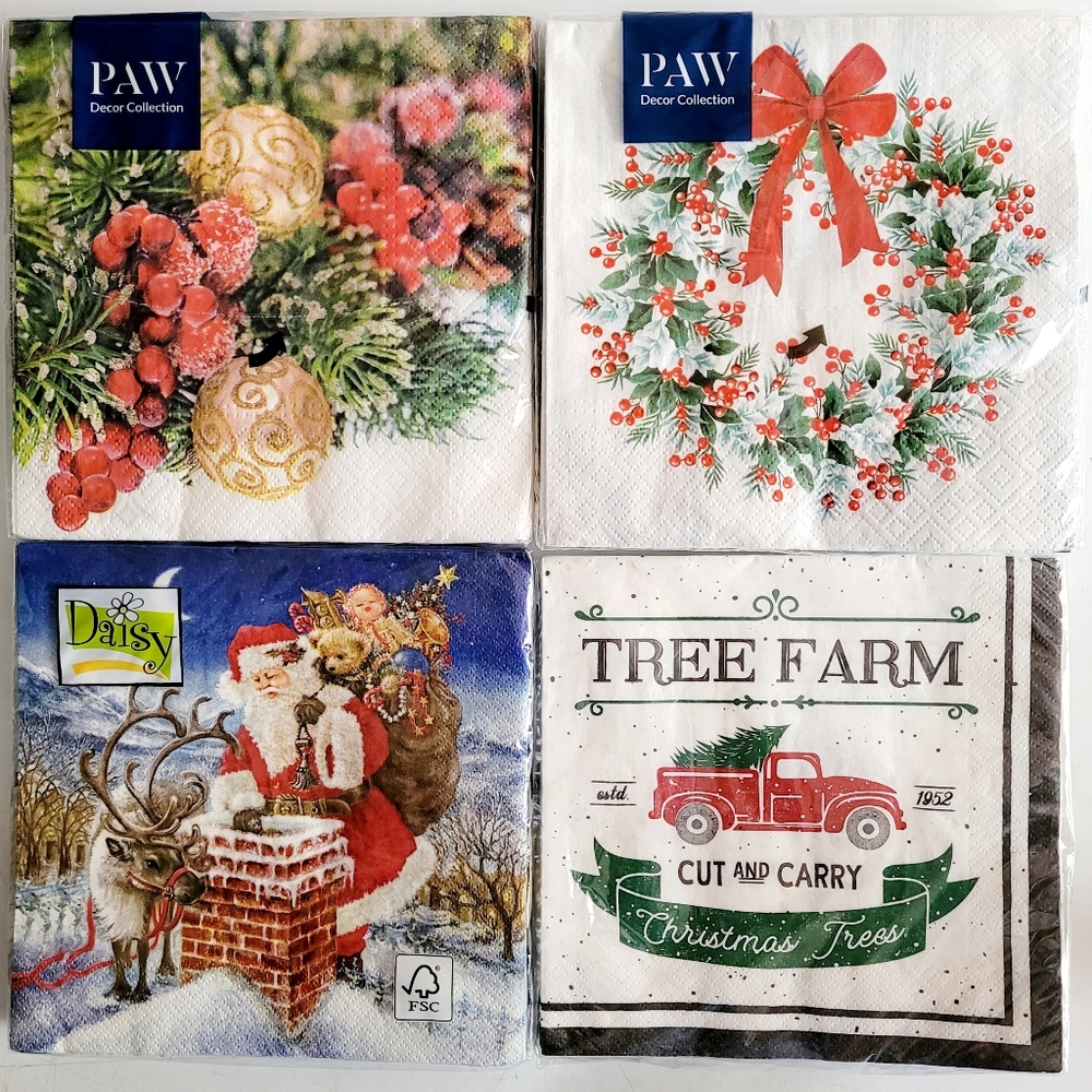 Various Festive Holiday Lunch Napkins (Total Of 76 Napkins)